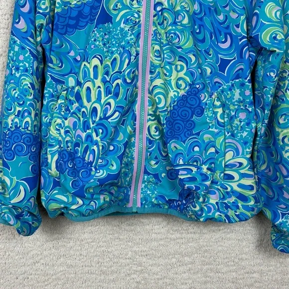 Lilly Pulitzer Jacket Womens M Blue Lagoon Lilly's Full Zip Weekender Hooded - Picture 5 of 14